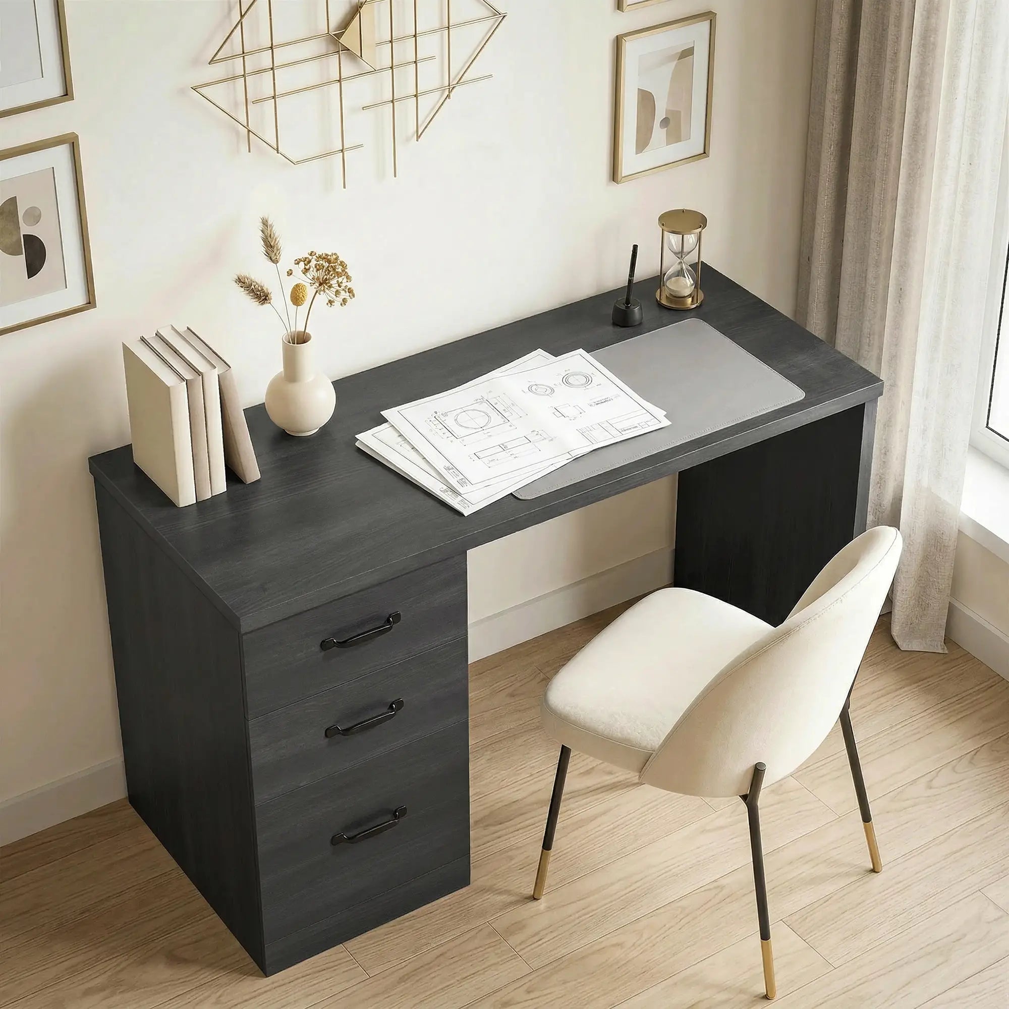 Computer Desk With 3 Drawers, 47