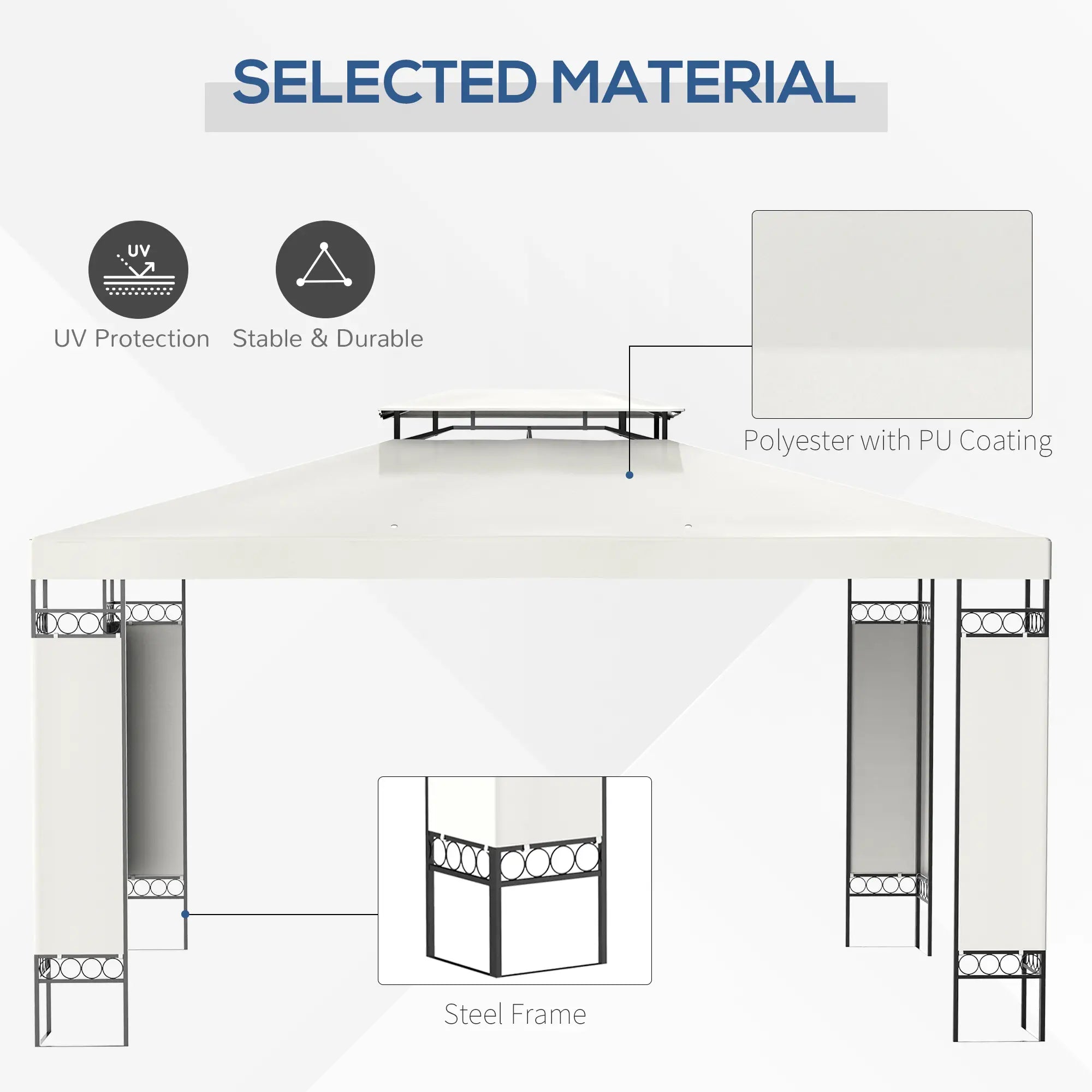10' x 13' Gazebo, Double Roof Patio Canopy With Screen, White Gazebos at Gallery Canada