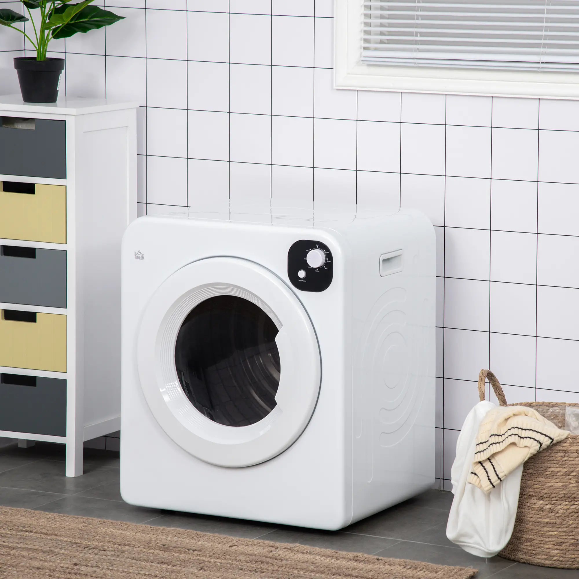 Compact Laundry Dryer, 1300W, 3.22 Cu. Ft., 7 Drying Modes, White Dryer Machines at Gallery Canada