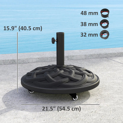 Round Patio Umbrella Base With Wheels, 44 Lbs Resin Stand, 1.3"/1.5"/1.9" Poles, Black Umbrella Bases at Gallery Canada