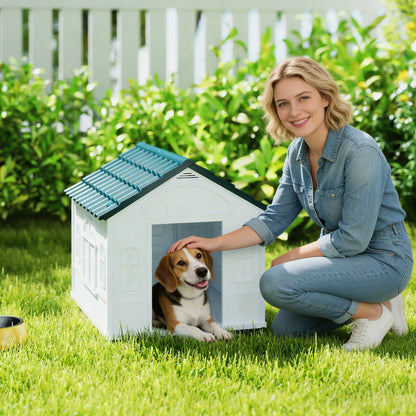 26" Plastic Dog House, Outdoor with Air Vents, Small Medium Dogs, Blue Houses, Kennels & Pens at Gallery Canada