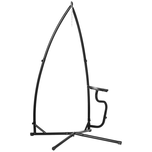 Hammock Chair Stand, Metal C-Stand with Tray, Indoor Outdoor, Black
