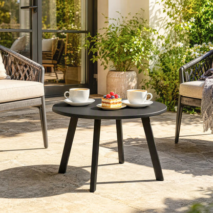 Round Outdoor Side Table, Metal Frame, Non-Slip Foot Pads, Black Patio Side Tables at Gallery Canada