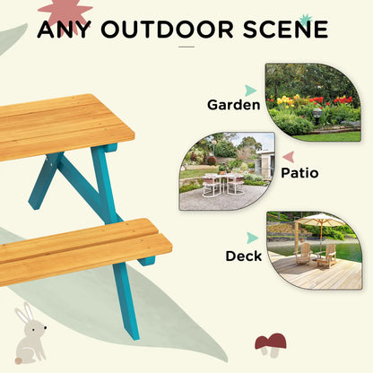Kids Outdoor Table Set Wooden Toddler Picnic Table Benches for 4, Natural Wood Kids Outdoor Furniture at Gallery Canada