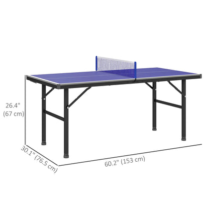 5' x 2.5' Mini Ping Pong Table, Foldable, Adjustable Feet, Blue Game Tables at Gallery Canada