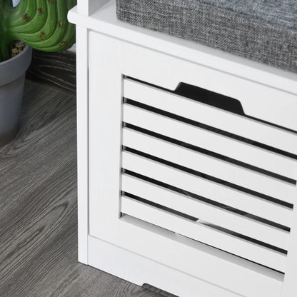 Upholstered Shoe Cabinet Bench, 3 Drawer Storage, White Shoe Storage Cabinets & Racks at Gallery Canada