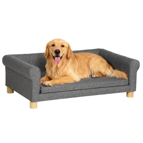 Modern Pet Sofa, Medium Large Dog Bed, Removable Cushion, Dark Grey