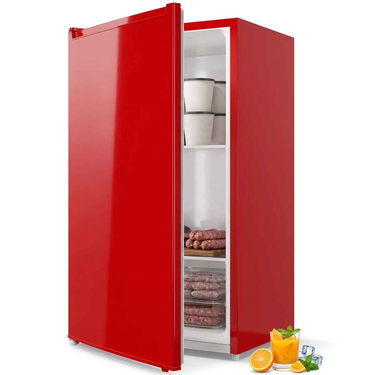 Upright Freezer 2.1 Cubic Feet, Reversible Door, 2 Shelves, Red Small Kitchen Appliances Red at Gallery Canada