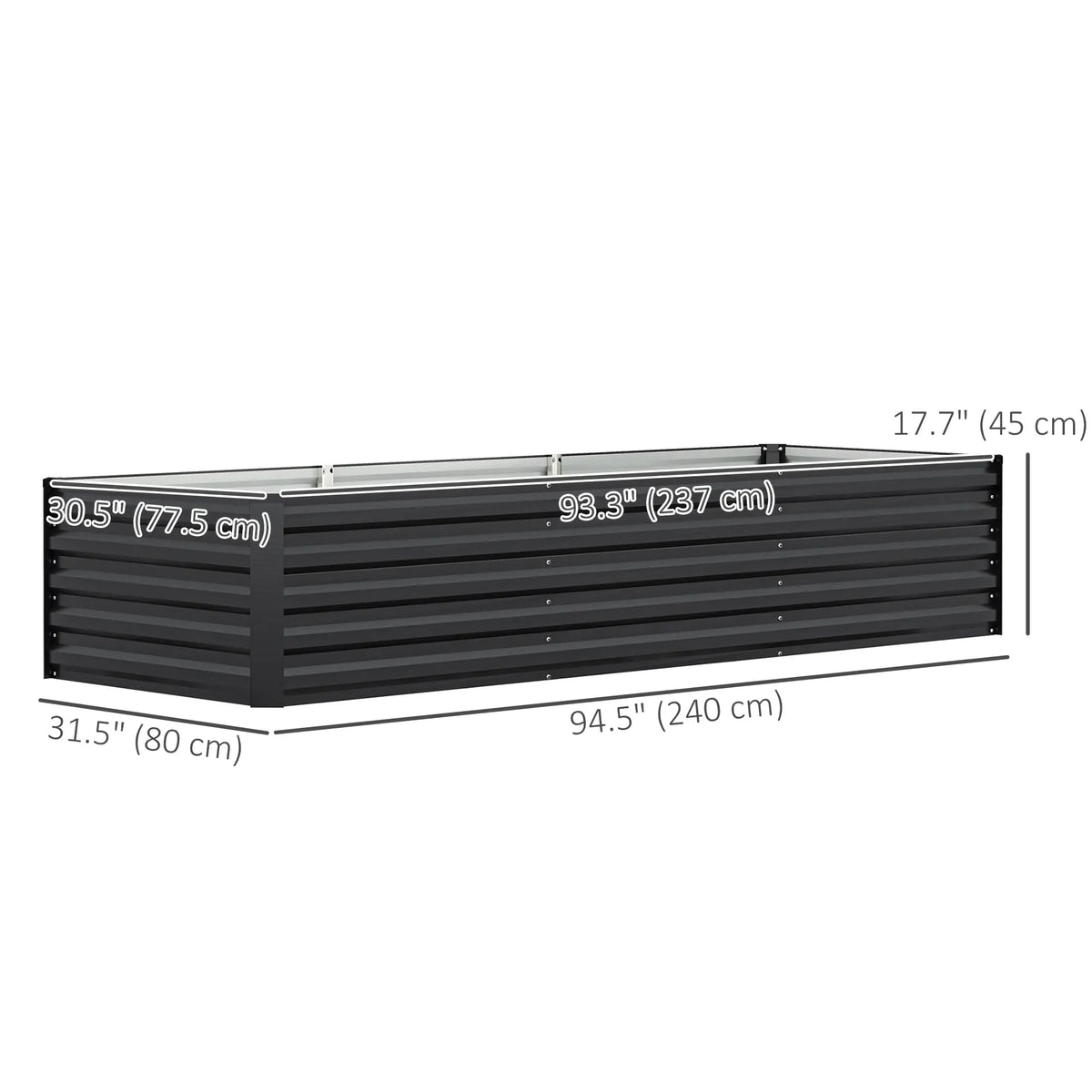 8x2.6x1.5ft Galvanized Raised Garden Bed, Outdoor Planter Box, Dark Grey Raised Garden Beds at Gallery Canada