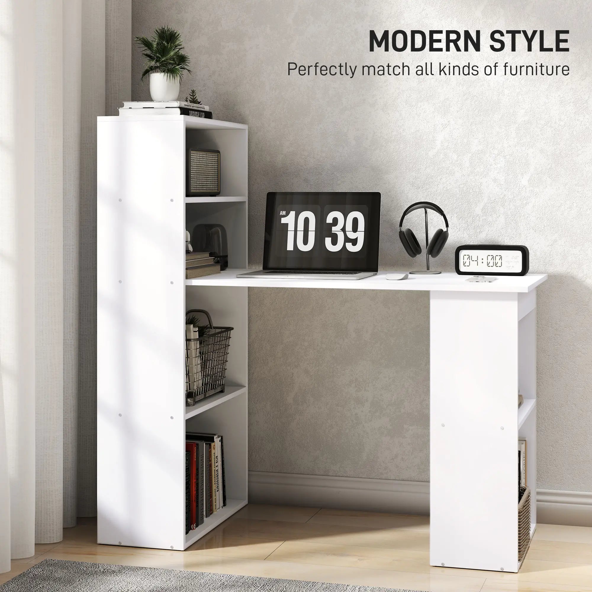 Modern Computer Desk With Storage Shelves, Writing Table For Home Office Writing Desks at Gallery Canada