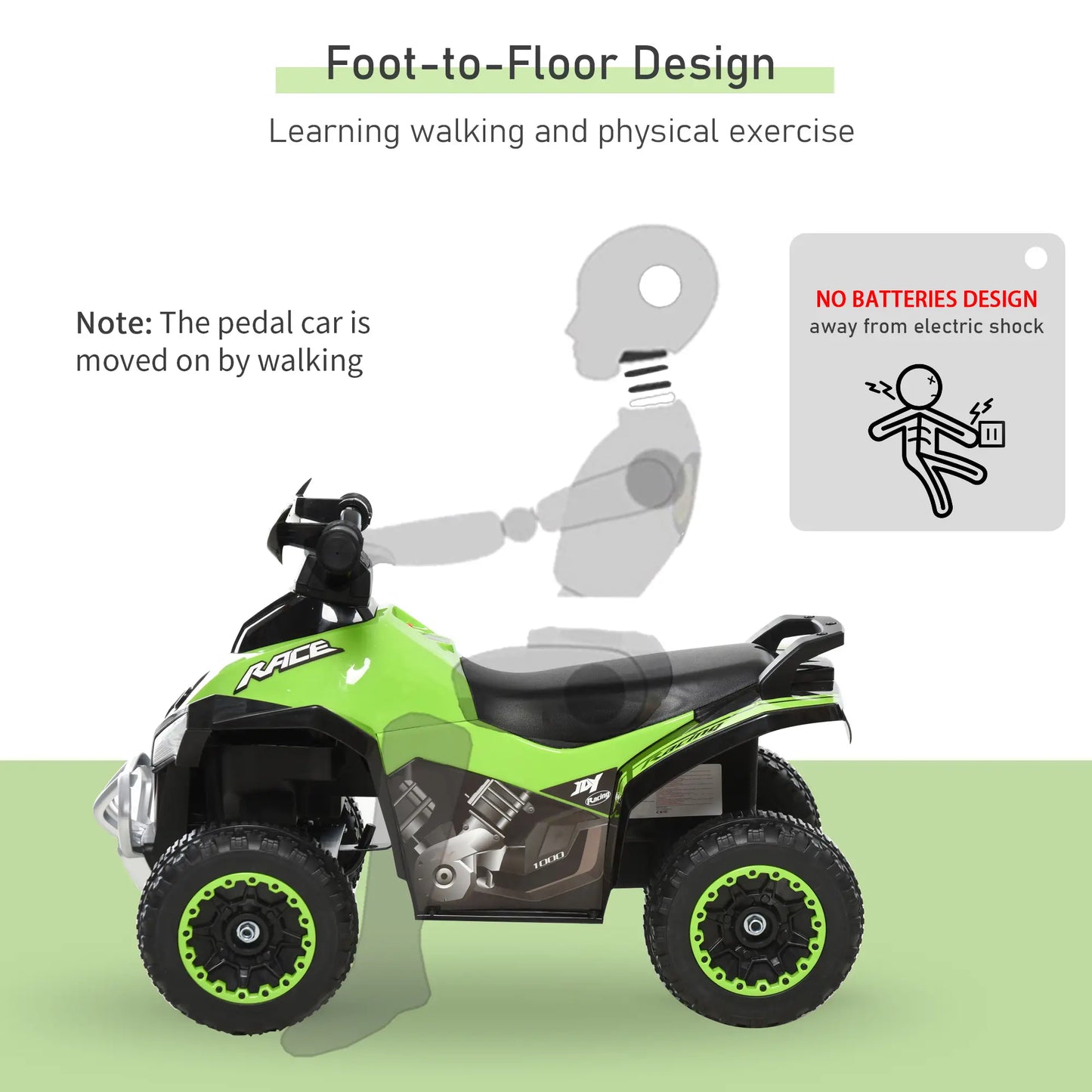 Kids Ride on Car, 4 Wheels, Music, for 18-36 M, Green Push Cars for Toddlers at Gallery Canada