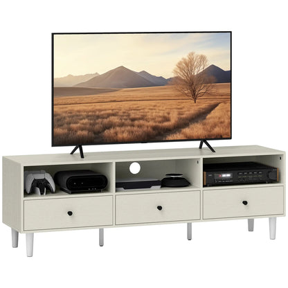 TV Stand for 75 Inches, 3 Storage Shelves, 3 Drawers, White TV Stands at Gallery Canada