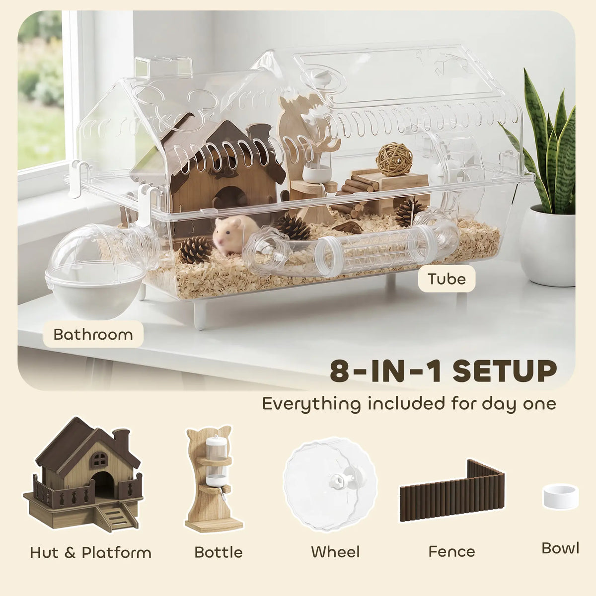 8 In 1 Hamster Cage With Accessories, 21.5" x 11.8" x 12.6" Hamster Cages at Gallery Canada