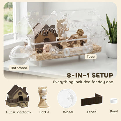 8 In 1 Hamster Cage With Accessories, 21.5" x 11.8" x 12.6" Hamster Cages at Gallery Canada