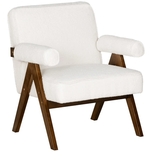 Cashmere Accent Chair, Wide Seat, Soft Padded Armrests, Cream White Accent Chairs Cream at Gallery Canada