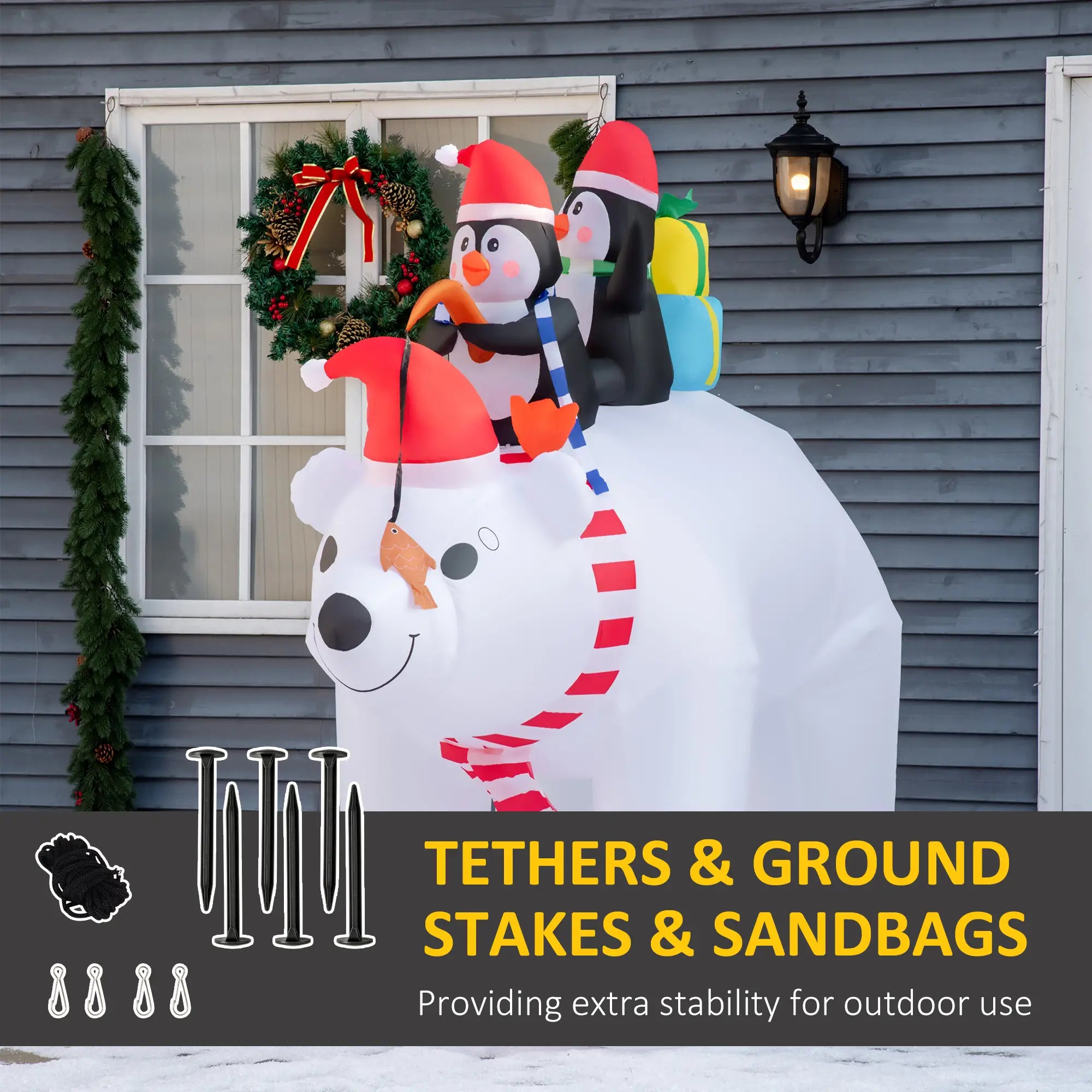 7ft Inflatable Christmas Decor, Polar Bear and Penguins, Holiday Yard Christmas Inflatables at Gallery Canada