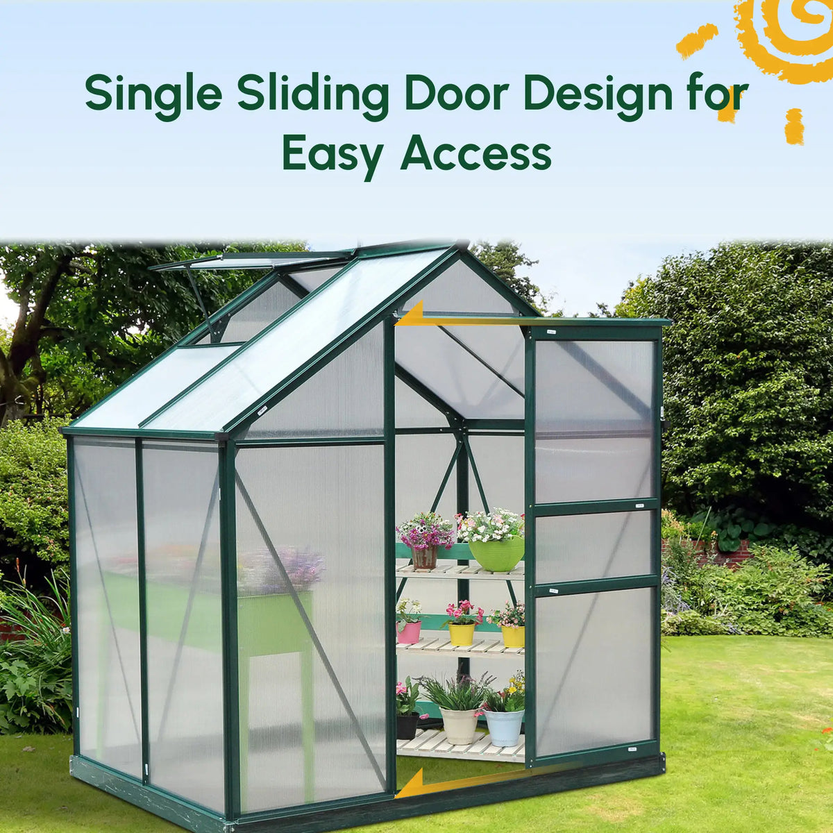 Walk-In Polycarbonate Greenhouse, 6x4 Ft, Slide Door Walk In Greenhouses at Gallery Canada