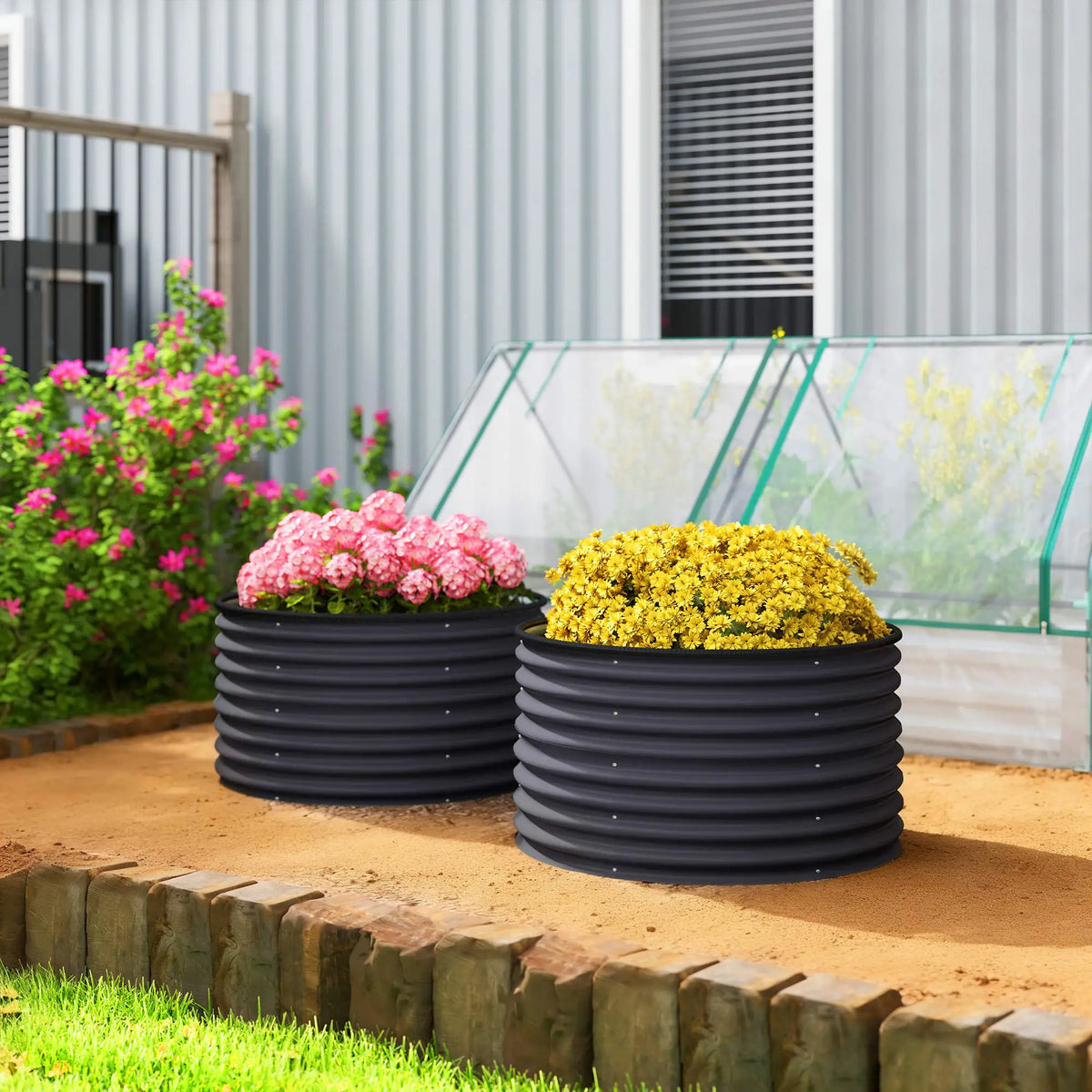 Set of 2 Raised Garden Beds, Metal Planter Box, Dark Grey Galvanized Planter Boxes at Gallery Canada
