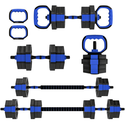 4-in-1 Adjustable Dumbbell Set, Kettlebell, Barbell, Dumbbell, 44lbs, Blue Dumbbells & Barbells at Gallery Canada