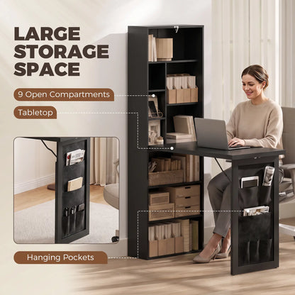 Fold-Out Computer Desk with Shelves, Bag, Wall Mount, Black Computer Desks at Gallery Canada