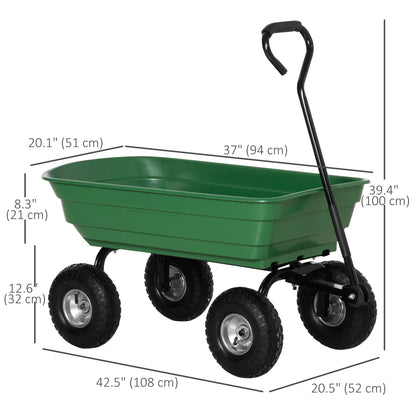 Steel Garden Cart, 10" Pneumatic Tires, Utility Wagon, 551 lbs Capacity Folding Garden Carts at Gallery Canada