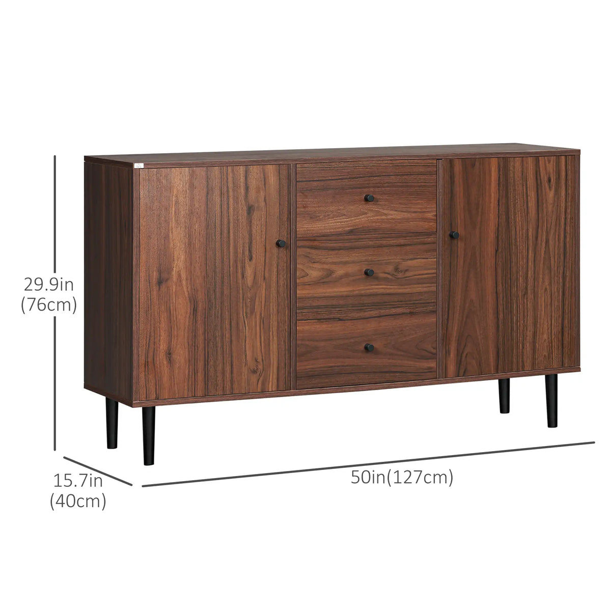 Kitchen Storage Sideboard, Buffet Cabinet, 2 Cupboard, 3 Drawers, Adjustable Shelves, Rustic Brown Bar Cabinets at Gallery Canada