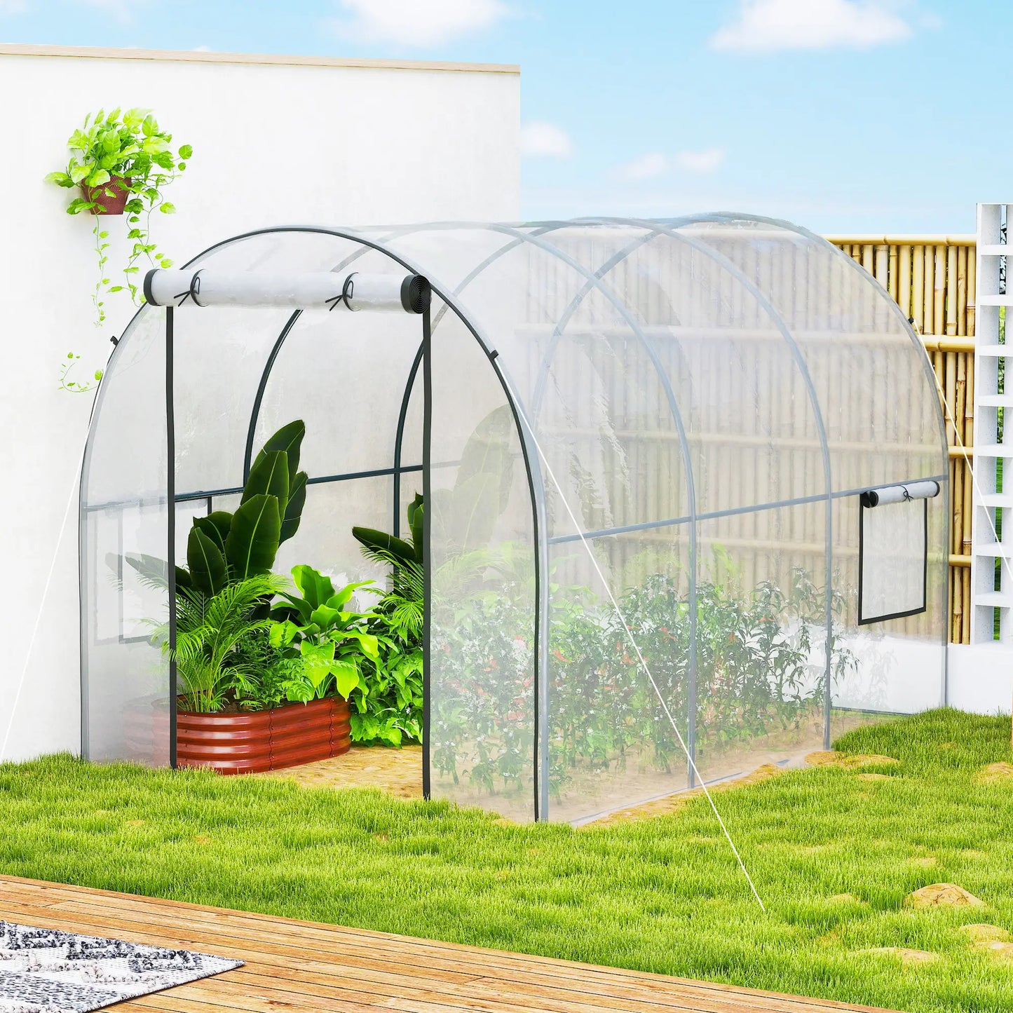 Polytunnel Greenhouse, Roll-Up Door, Mesh Window, 3 x 2 x 2 m, Clear Tunnel Greenhouses at Gallery Canada