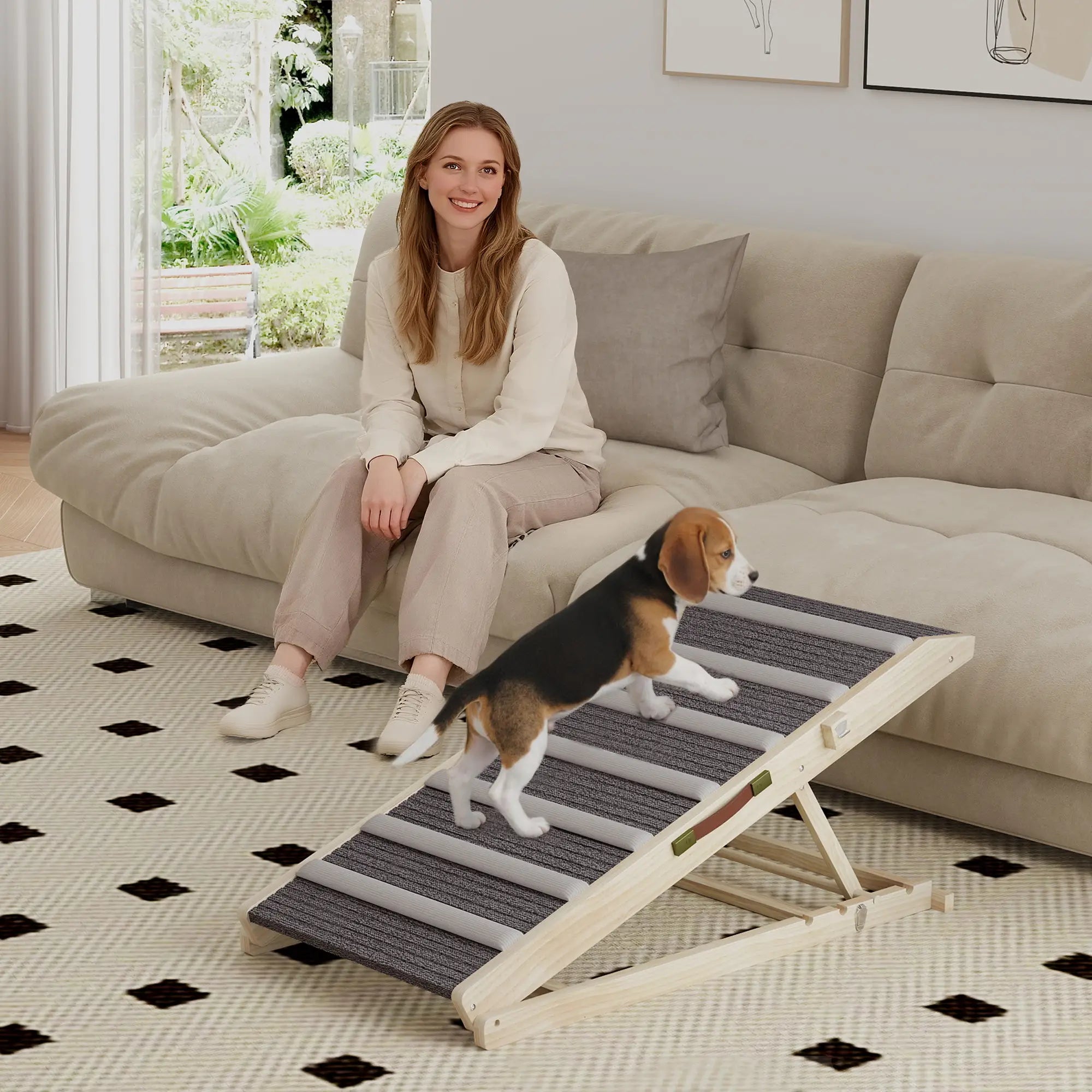 Foldable Dog Ramp For Couch, 4 Adjustable Height 14