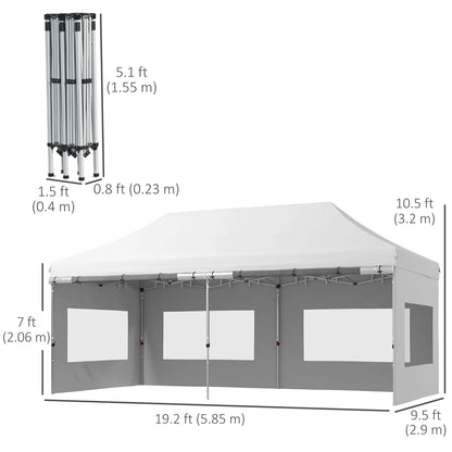 20' x 10' Folding Canopy Tent, Sidewalls, Windows, White Pop Up Canopies at Gallery Canada
