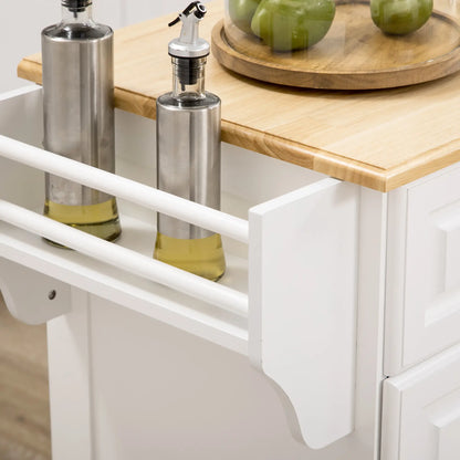 Kitchen Island With Storage, Rolling Cart, Rubber Wood Top, White Kitchen Islands & Kitchen Carts at Gallery Canada