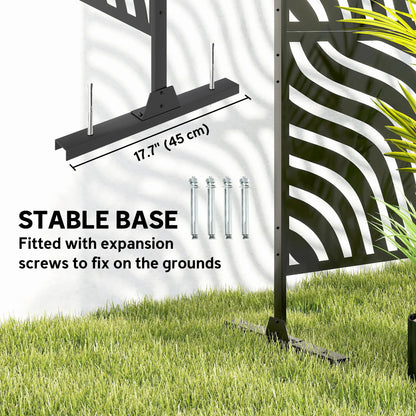 78" X 48" Metal Outdoor Privacy Screen, Freestanding Divider, Black Side Awnings at Gallery Canada
