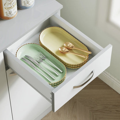 71" Modern Buffet Hutch, 3-Drawer, White Kitchen Pantry Cabinets at Gallery Canada