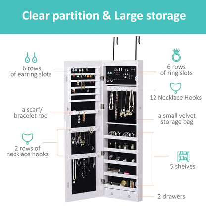 Mirror Jewelry Cabinet with LED Lights, 2 Keys, Wood Grain Grey, Grey Jewelry Armoire & Jewellery Mirror Cabinets at Gallery Canada