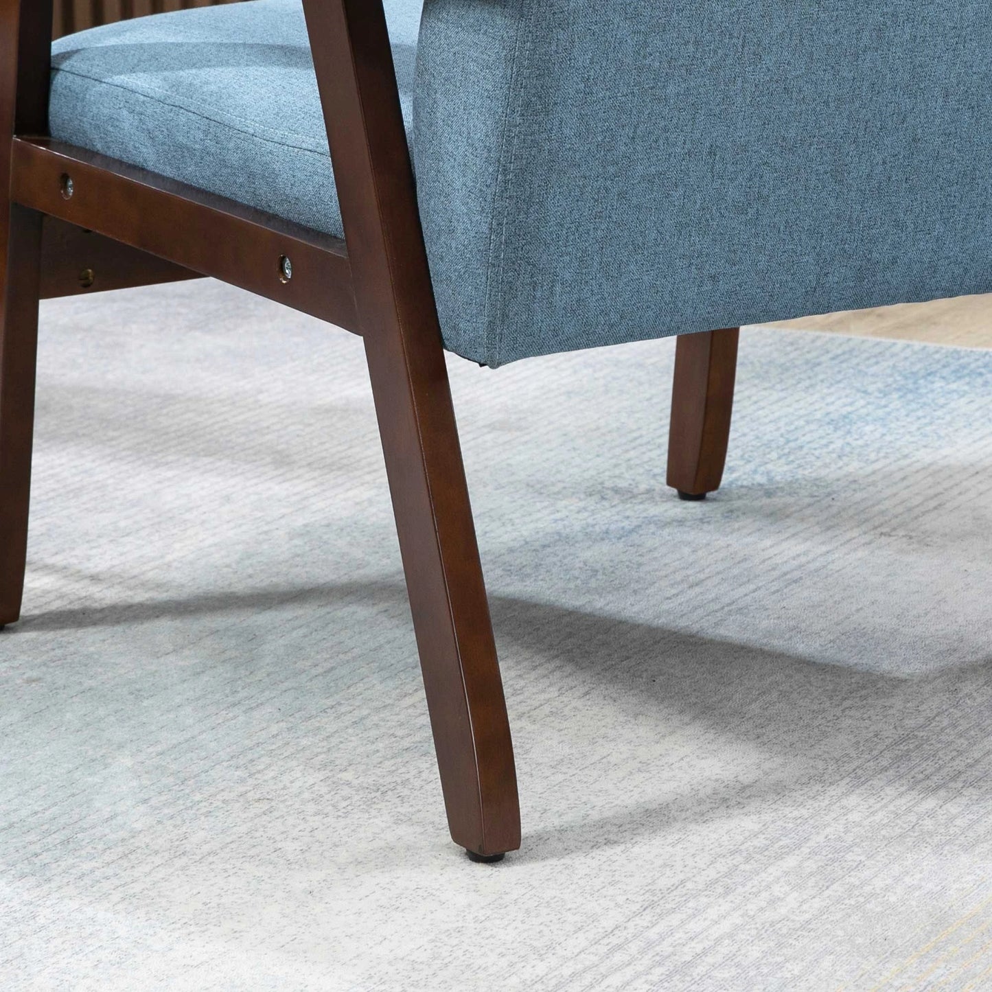 Modern Accent Chair, Cushioned Seat, Upholstered Linen-Feel, Blue Accent Chairs at Gallery Canada