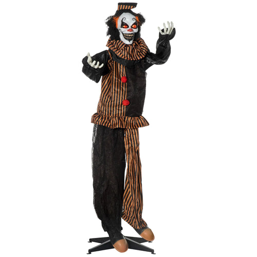 5.6' Life Size Clown Halloween Decoration, Animatronic with Light Up Eyes