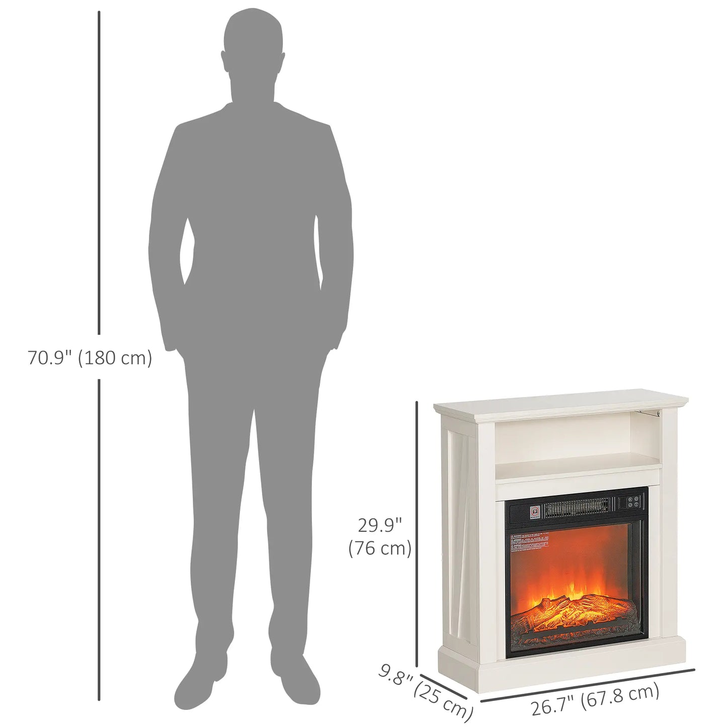 27" Freestanding Electric Fireplace, 1400W Heater with Timer, White Electric Fireplaces at Gallery Canada