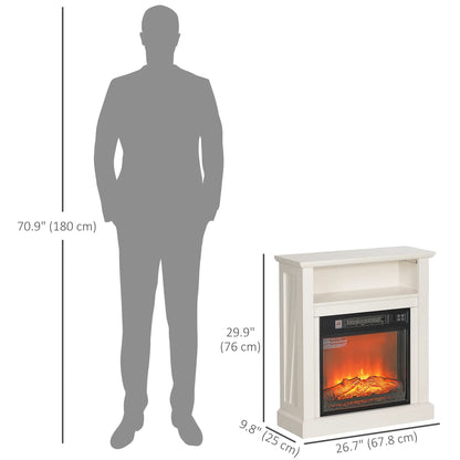 27" Freestanding Electric Fireplace, 1400W Heater with Timer, White Electric Fireplaces at Gallery Canada