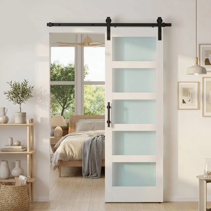 Sliding Barn Door 28x84 In With Hardware Kit, PVC, White Door Hardware at Gallery Canada