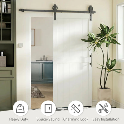 32inx84in Barn Door, Sliding Hardware Kit, Upgraded Rollers, White Door Hardware at Gallery Canada