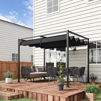 10' X 7' Patio Pergola With Retractable Canopy, Black Pergolas at Gallery Canada