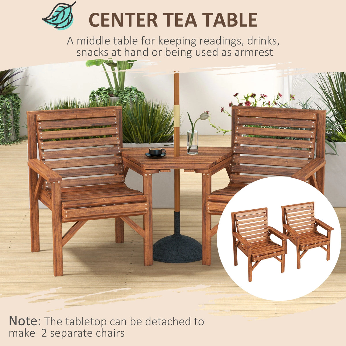 3Pc Outdoor Bench Set for Backyard Balcony, Tan Brown Outdoor Benches at Gallery Canada