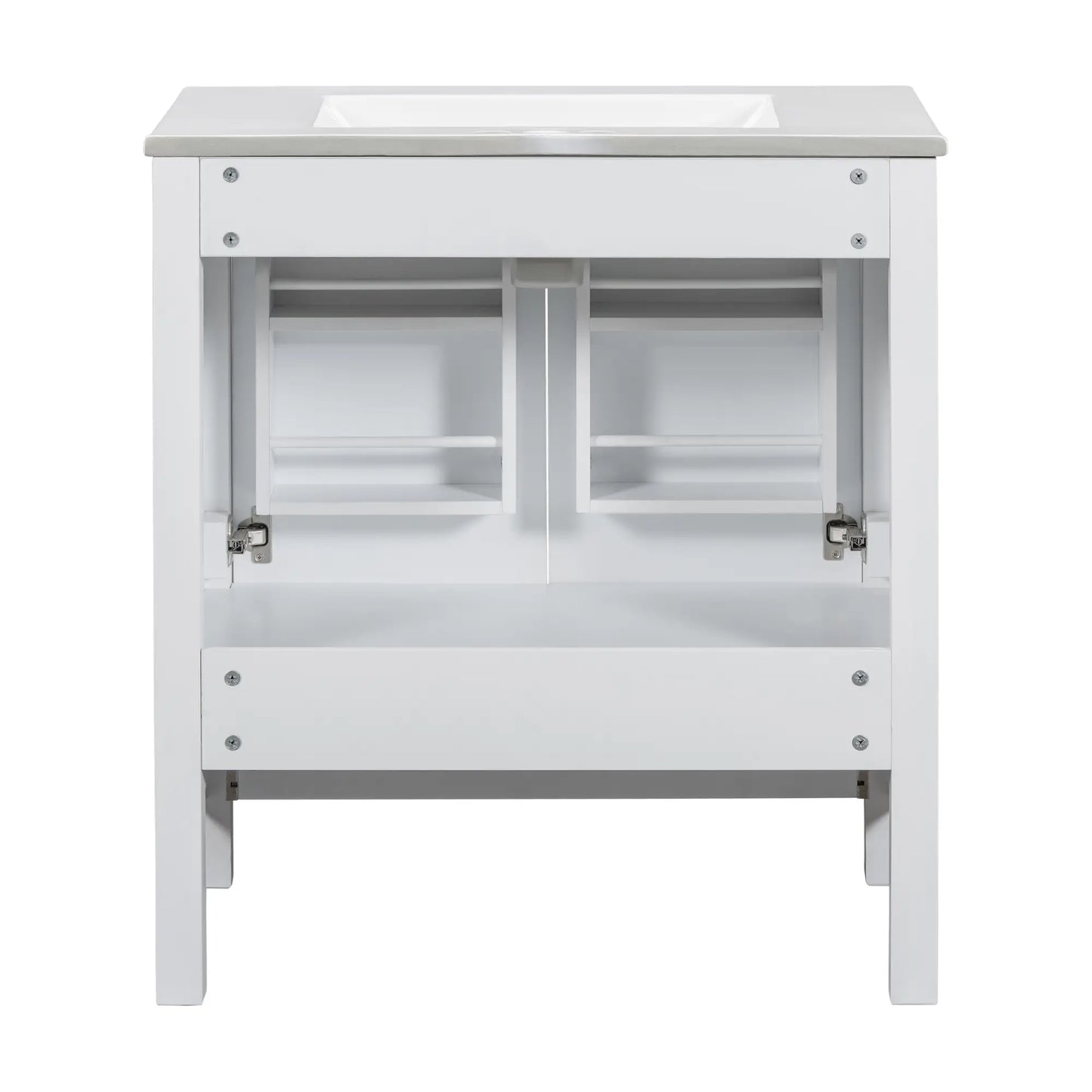 Single Sink Bathroom Vanity, Solid Wood, Soft-Close Doors, 30" L x 18.5" W x 34" H, White Sink Cabinets at Gallery Canada