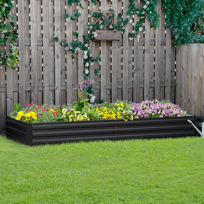 95" x 36" x 12" Galvanized Raised Garden Bed, Metal Planter Box for Flowers, Herbs, Succulents, Grey Galvanized Planter Boxes at Gallery Canada