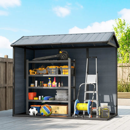 8 x 4 ft Dark Grey Resin Garden Shed, Wood-Effect Outdoor Storage, Dark Grey Sheds at Gallery Canada