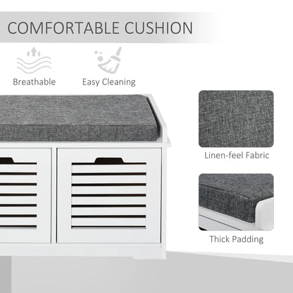 Upholstered Shoe Cabinet Bench, 3 Drawer Storage, White Shoe Storage Cabinets & Racks at Gallery Canada