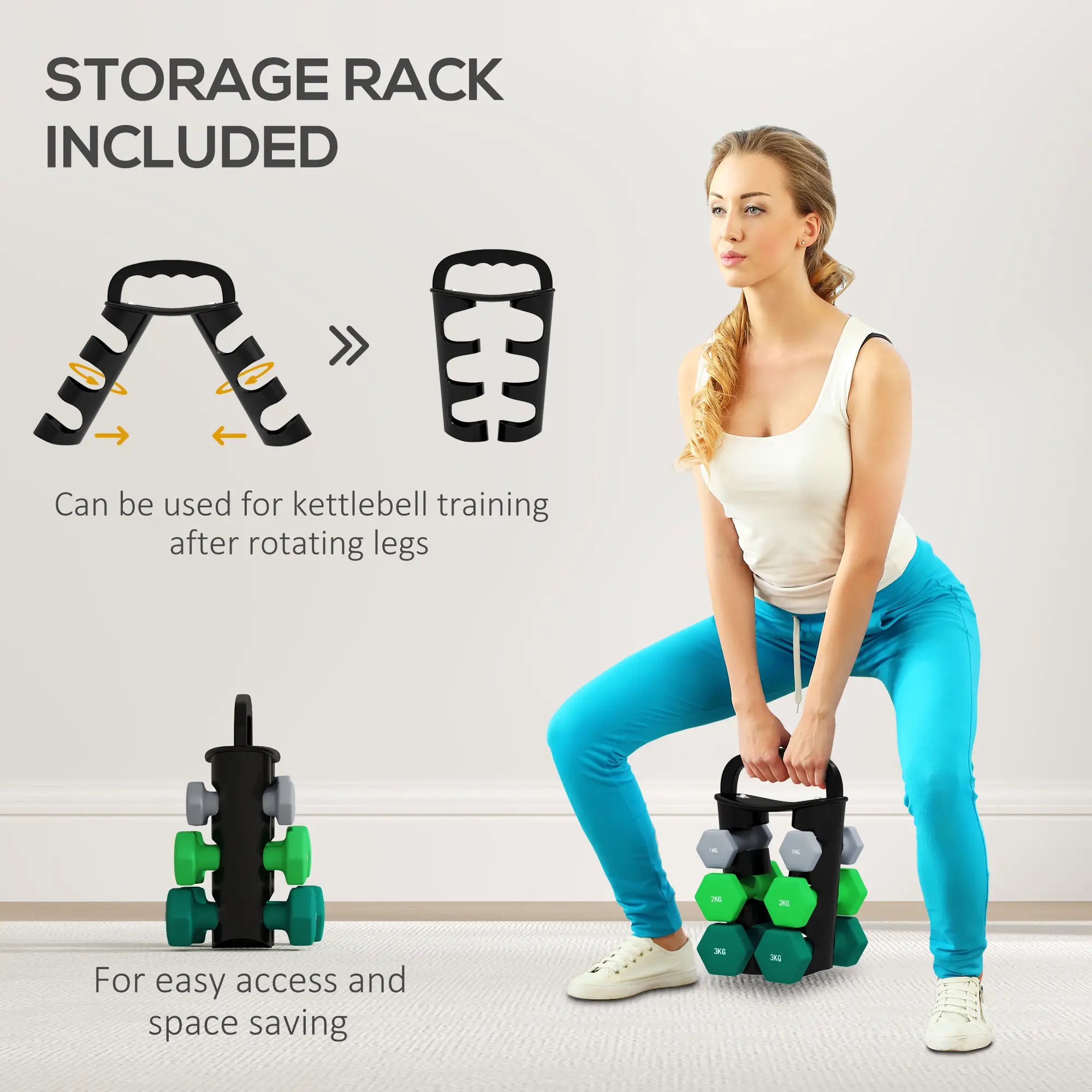 26 LBS Hex Dumbbell Set, Adjustable, Vertical Rack, Green Dumbbells & Barbells at Gallery Canada