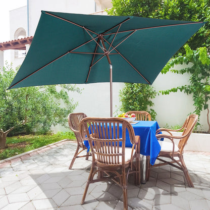 6.5x10ft Rectangle Aluminum Tilt Patio Umbrella, Green Sun Umbrellas at Gallery Canada