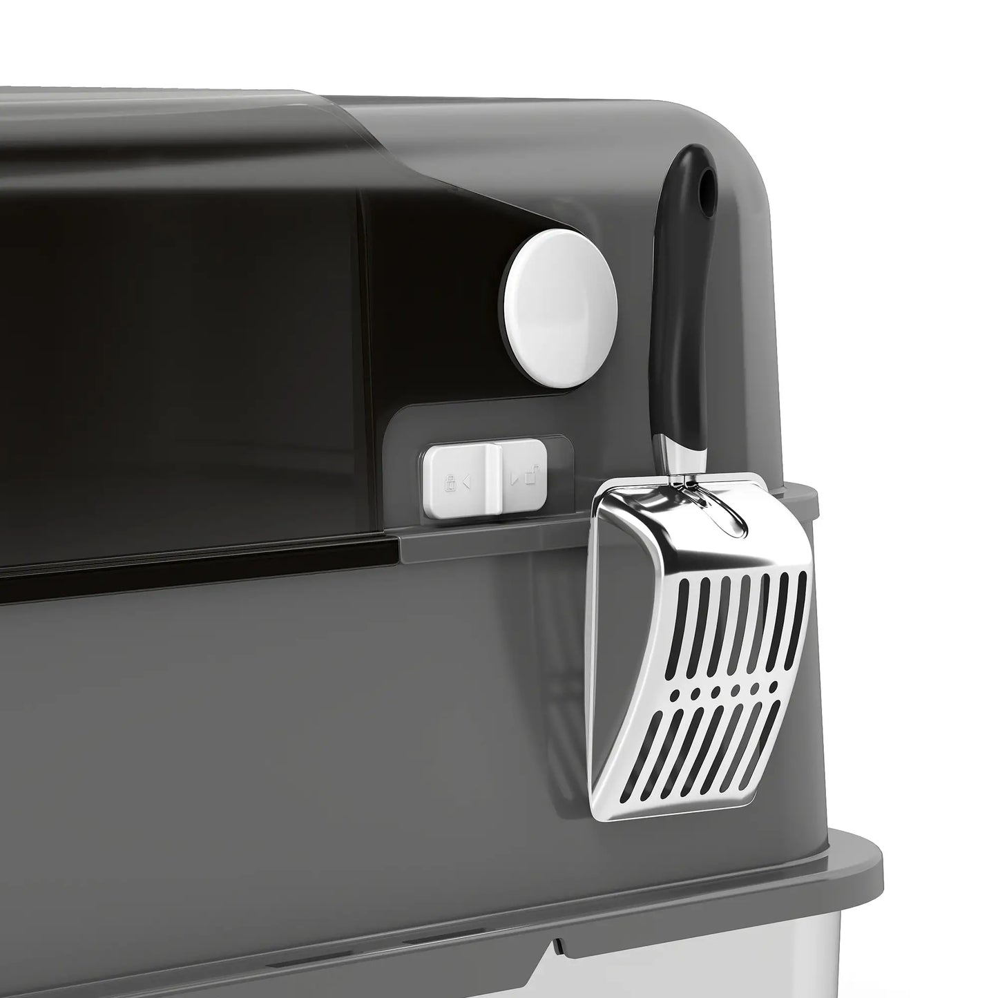 XXL Stainless Steel Cat Litter Tray, Enclosed, High Sides, Black Cat Litter Box Enclosures at Gallery Canada