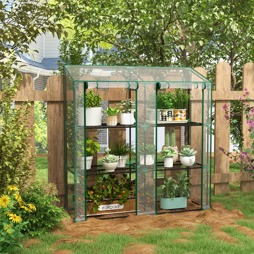 Portable Mini Greenhouse, 3 Tier Shelves, Reinforced Cover, 56.3