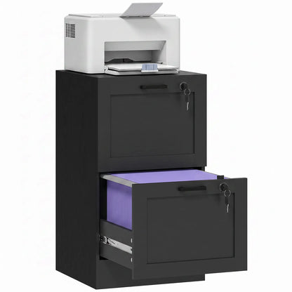 Vertical Filing Cabinet, 2 Drawers, Lock, A4 Letter, Black Office Cabinets & Cupboards at Gallery Canada